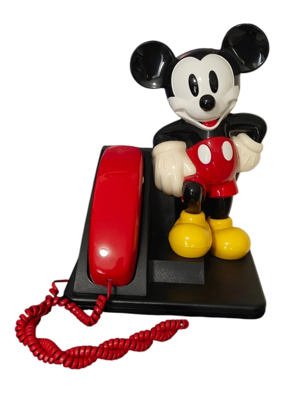 DISNEY VINTAGE 1994 Mickey Mouse Red Corded Telephone - Character Desk Phone